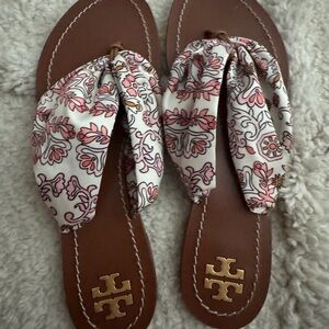 Tory Burch Floral Brown and Pink Sandals